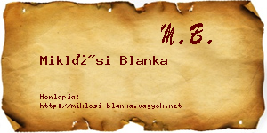Miklósi Blanka névjegykártya